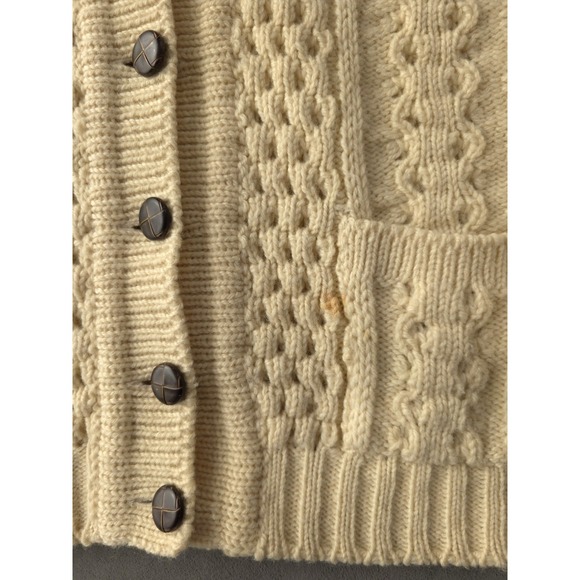 Vintage 1970s Slieve League Irish Cable Knit Wool Cardigan Sweater 44 Women's - Picture 6 of 11